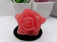 Vintage Plastic Lucite Molded Flower Ring~SIZE 8~Watermelon Color~1970’s~80’s