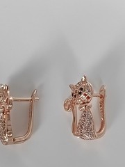 Vintage 1990-s 14 Ct Rolled Gold Cat Zircons Earrings-Hallmarked 585 RG