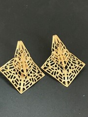 Vintage Lightweight Ornate Lacey Cut-Out Dangle Post Earrings for Pierced Ears –