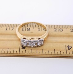 Antique Art Deco 1930’s 14k Two Tone Gold 3 Stone Diamond Ring