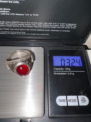 Vintage 925 Sterling Silver Red Agate & Black CZ Accents Ring Size 11.25 US