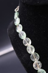 Vtg Clear Light Green Beaded Necklace Maybe Prehnite Fluorite Silver Tone Clasp