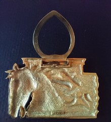 JJ Gold Tone Horse Scarf CLIP 2 1/2” x 1 5/8”