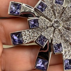 Vintage Swarovski Brooch Purple Starburst Silver Tone