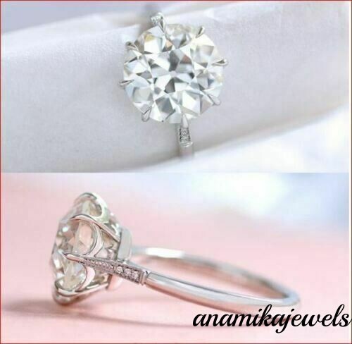 14K White Gold Finish Vintage Wedding Ring 2.5CT Lab-Created Round Cut Diamond
