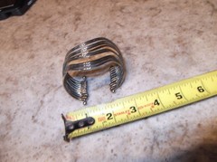 Vintage Sterling Silver Contemporary Modernist Stacked Strands Cuff Bracelet 57g