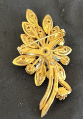 Vintage Julianna Brooch Purple/Pink Rhinestone Layered Floral Brooch 1950’s D E