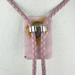 Stunning Vintage Pink And Gold Fused Glass Western Bolo Tie