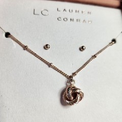 Vintage Knot Pendant Rose Goldtone 16″ Necklace Stud Earrings Lauren Conrad NEW