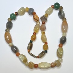 Vintage Beggars Bead Stone Necklace 20″ Barrel Clasp