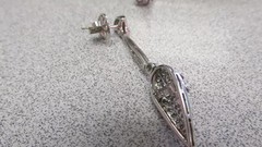Art Deco Style Lab Created Ruby Diamond Anniversary 14k White Gold FN Earrings
