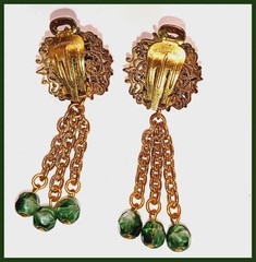 Vintage Filigree and Rhinestone Dangle Earrings W. Germany