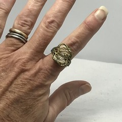 Vintage ESPO 14K GE Gold Plated Mother of Pearl & Crystal Ring varied sizes