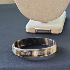 Vintage Natural Buffalo Horn Bangle Bracelet Marbled Boho Minimalist