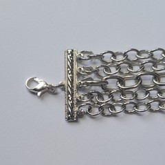 Vintage 5 Strand Cable Chain Bracelet Silver Tone 7.5in With 2in Extender