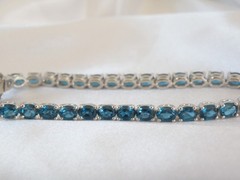 Vintage Sterling Silver 925 Natural Heated London Blue Topaz Tennis Bracelet