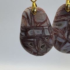 Brecciated Mexican Crazy Lace Jasper Earrings Gold French Wire Natural Gemstone