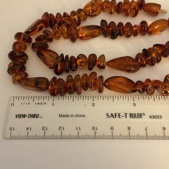 VTG Polished Baltic Amber Alternating Irregular Cognac Beads 22”Necklace 38g