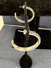 LOIS HILL Sterling Silver Filigree Scroll Bali 1.25” Hoop Post Earrings