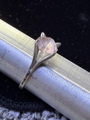 Vintage Sterling Silver Pink Topaz Ring Size 5 CZ Accents Solid 925 Silver 3g