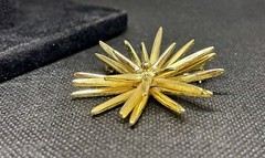 Vintage Brooch Pin Star⭐️Sunburst☀️ Flower GoldTone Abstact 2 Inches Layered