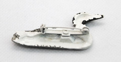 VTG Black & White Painted Loon Brooch Pin Red Eye Very Good Condition, Birding