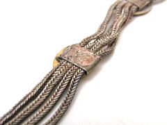 Vintage Sterling Silver 4 Foxtail Chain Enameled Panel Bracelet 925 16.4g 6.75In