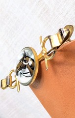 B.A. Ballou Horse Head Bar Pin Brooch Reverse Painted Essex Crystal Type 3-1/8″