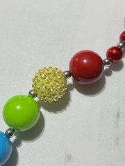 VTG Bubblegum Art Jewelry Lucite Resin Acrylic Faceted Bead Rhinestones Necklace