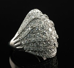 Diamond Ring 14K White Gold Cluster Cocktail 3.00ct TDW VJ