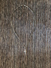 Vintage Silver Tone Snake Chain Lariat Necklace Crystal Slider Pendant