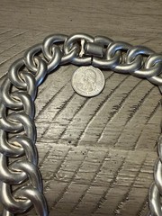 Large Vintage 925 Mexican Taxco Modernist Sterling Silver Curb Link Necklace