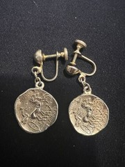 RARE Vintage Museum Replicas GoldTone Greek Coin Drop Earrings Philip II
