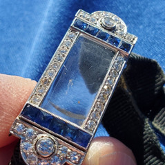 ORIGINAL Art Deco Raymond YARD Antique Diamond Sapphire Platinum Gatby era Watch