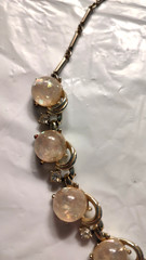 Coro Vintage Mid-Century White Faux Moonstone Cabochon Choker Necklace
