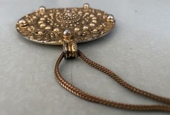 Yves Saint Laurent Vintage Medallion necklace Aztec Style Gilt *YSL Mark* Rare!
