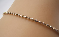 VTG STERLING SILVER BALL CHAIN ANKLE BRACELET ITALY SIGNED AGI 9 1/4”