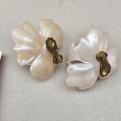 Vintage Earrings Lot West Germany Germany Plastic Clip On Floral Mid Century