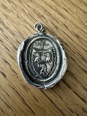 Vtg Pyrrha Sterling Silver 925 Longevity Happiness Good Luck Wax Seal Pendant