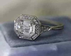 Art Deco Vintage Style Lab Created Diamond Engagement 14k White Gold FN Ring