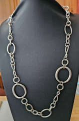 Silver tone round link Necklace 24″