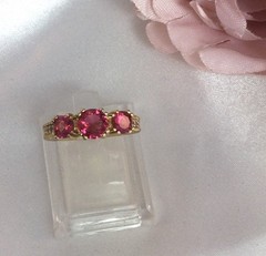 Vintage Jewellery Gold Band Ring Rubies and White Diamonds Antique Deco Jewelry