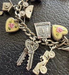 Vintage Sterling Silver Guilloche Hearts Turtle Articulated 19 Charms 44g