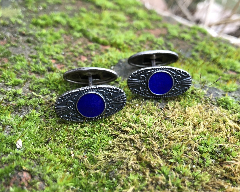 Silver cufflinks with hot enamel Made in the USSR Cufflinks 916 sterling silver
