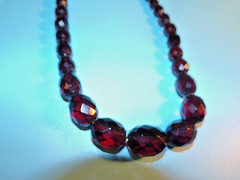 VTG Cherry Amber Faceted Graduated Beads Necklace Tested 28″ Length 56 gms