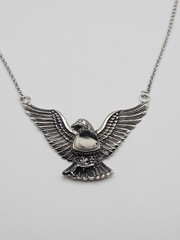 Chapel Zenray NF Sterling Silver Buffalo Stone Eagle Chain Necklace 21″