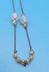Vintage Beaded Necklace – Metal Chain – Multicolored Beads