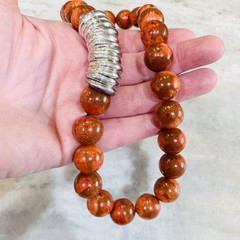 E & L Coral Necklace 17mm Sterling Silver 925 Red Sponge Electroform mag. 18”