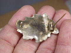 Antique brooch pin hollow rolled gold tube hinge C-clasp jewelry rose floral