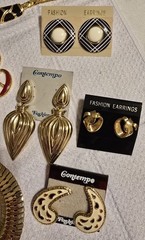 Contempo Fashions Lot 4 Necklaces, 9 Earrings, 1980s Vintage Retro Jewelry, NOS